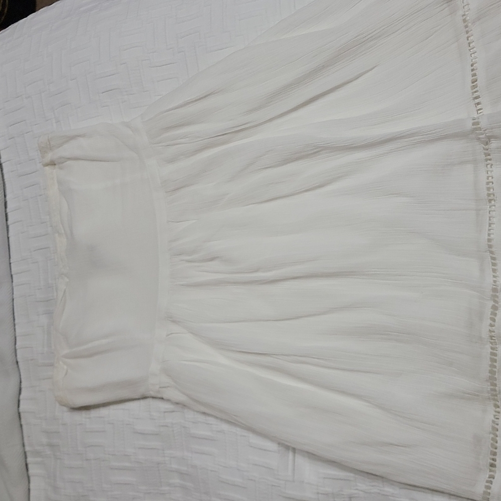 White Summer Strapless Cotton Dress